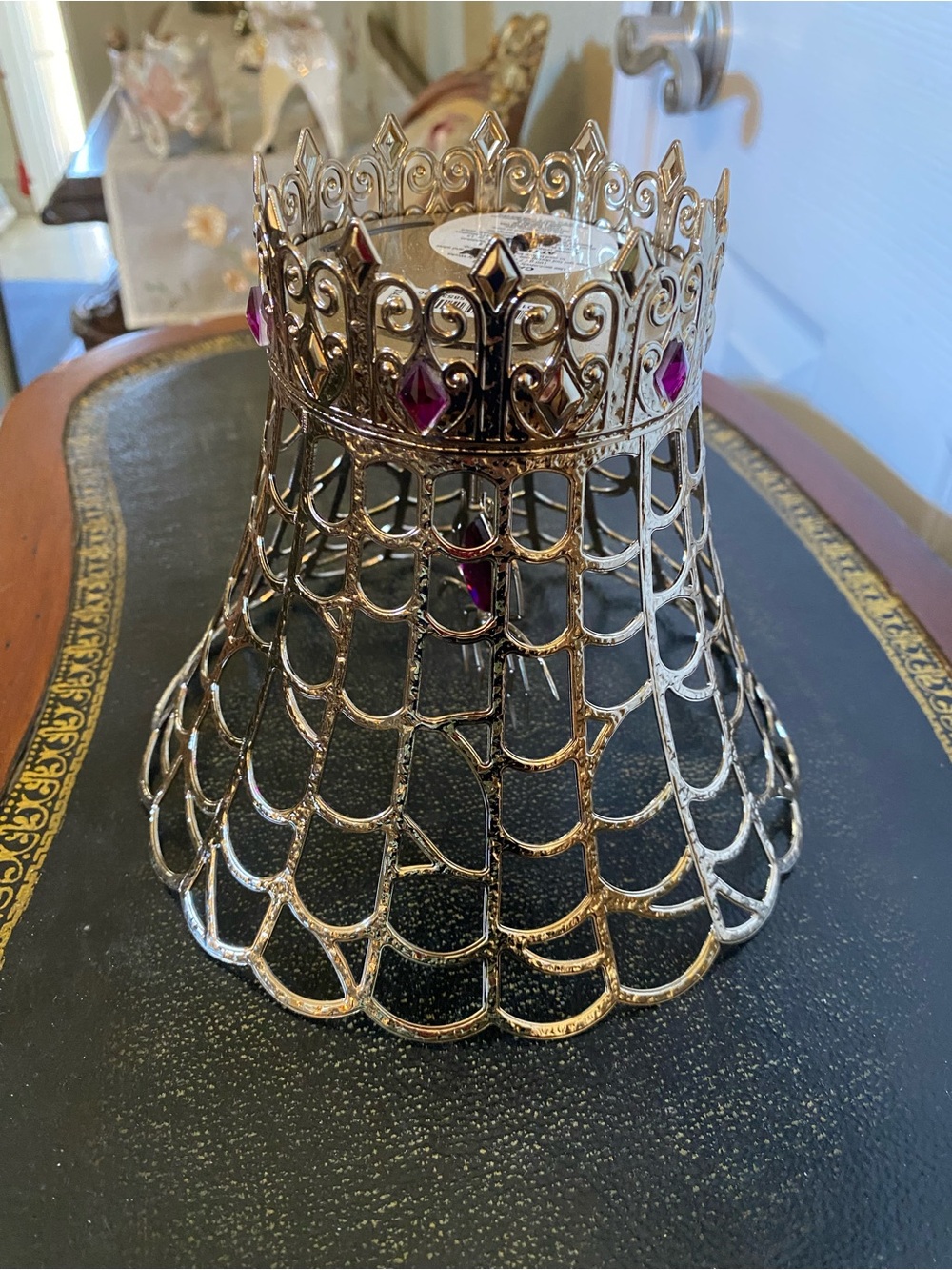 Bath & Body Works Silver Metal Lantern with Purple Gem Accents